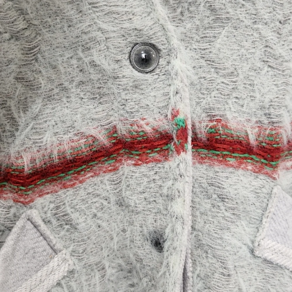 Free People Fair Weather Feather Cardigan Mint Haze S  Boho Shaggy Knit Pockets - Picture 5 of 16